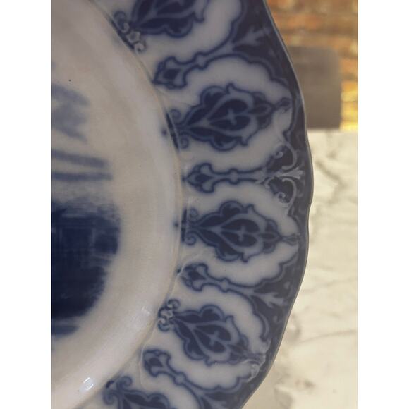 RARE Flow Blue Congressional Library England Washington DC Souvenir Plate BBVF - Picture 6 of 8